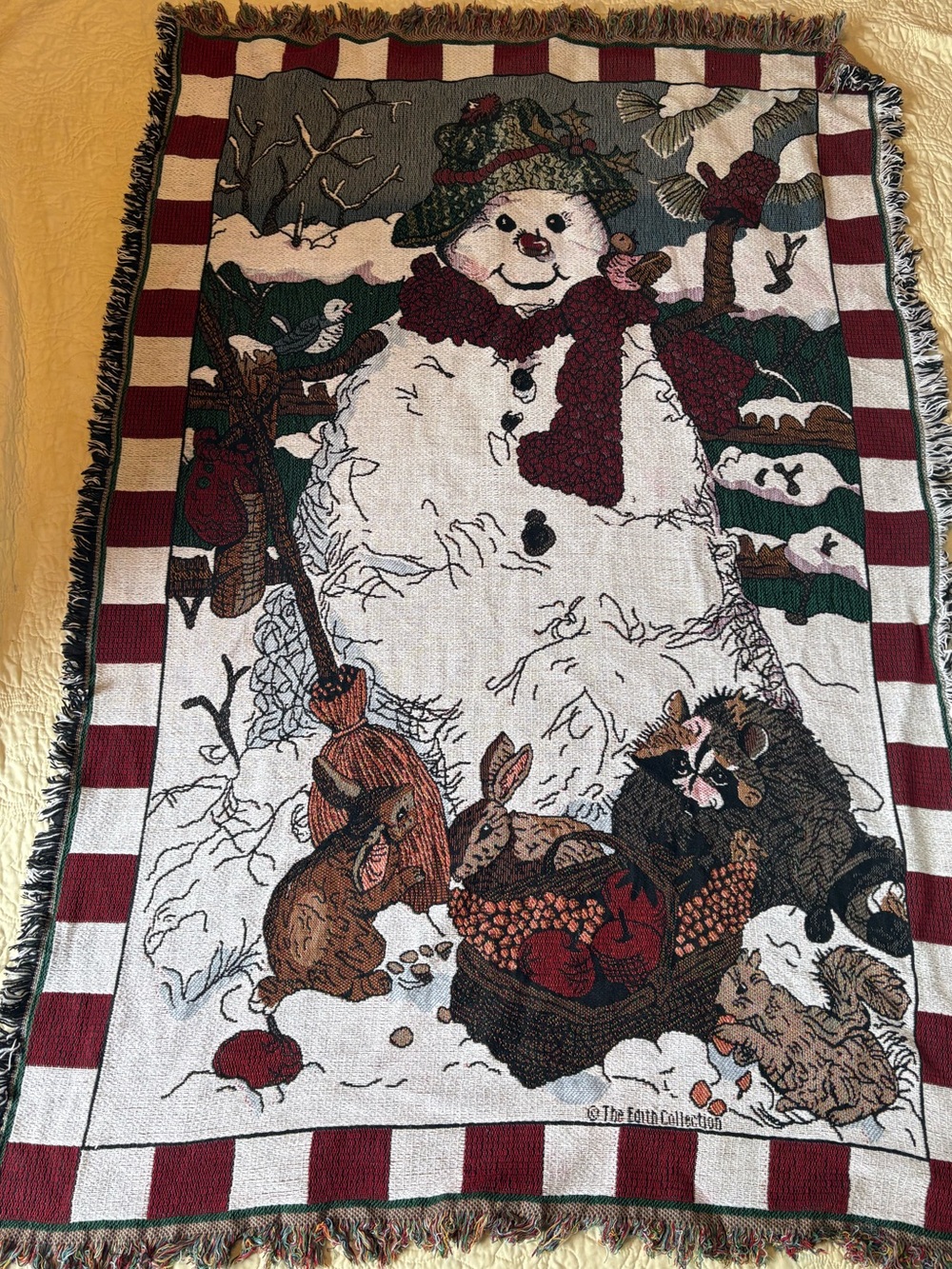 Goodwin Weavers Cotton Snowman Cottage core Tapestry Blanket